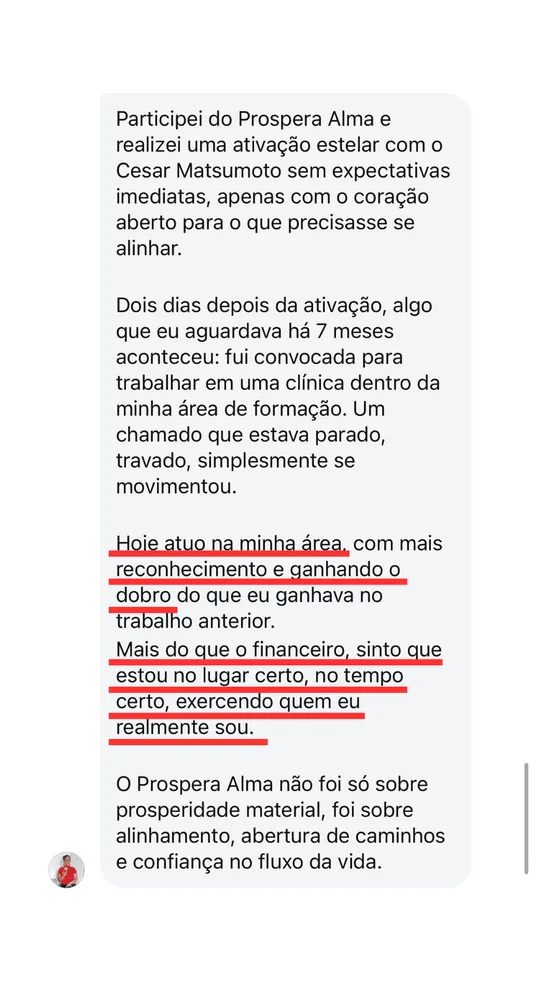 Depoimento de aluna do Prosperalma