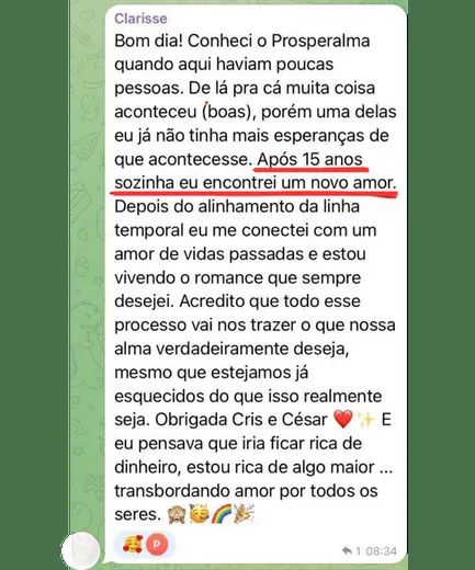 Depoimento de aluna do Prosperalma