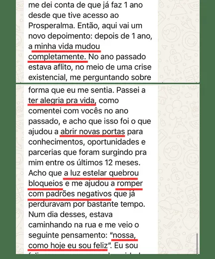 Depoimento de aluna do Prosperalma